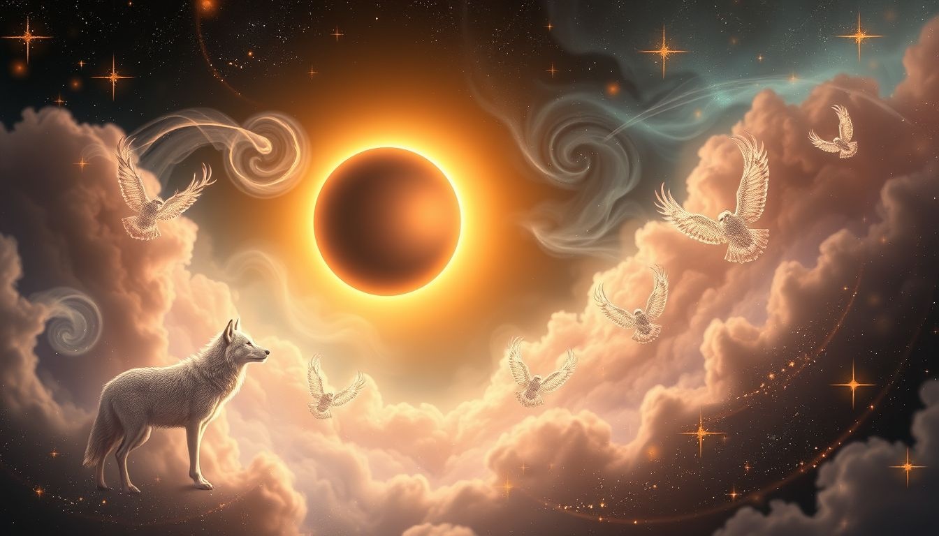 Rêver d'animaux durant une éclipse symbolise transformation et instinct.