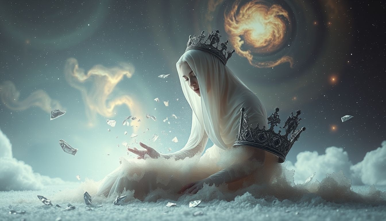 Rêver d'une reine déchue symbolise chute et vulnérabilité intérieure.