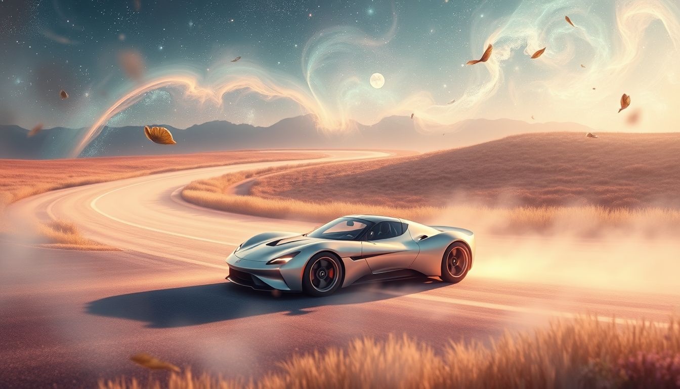 Rêver d'une voiture de course en campagne symbolise retour à l'essentiel.