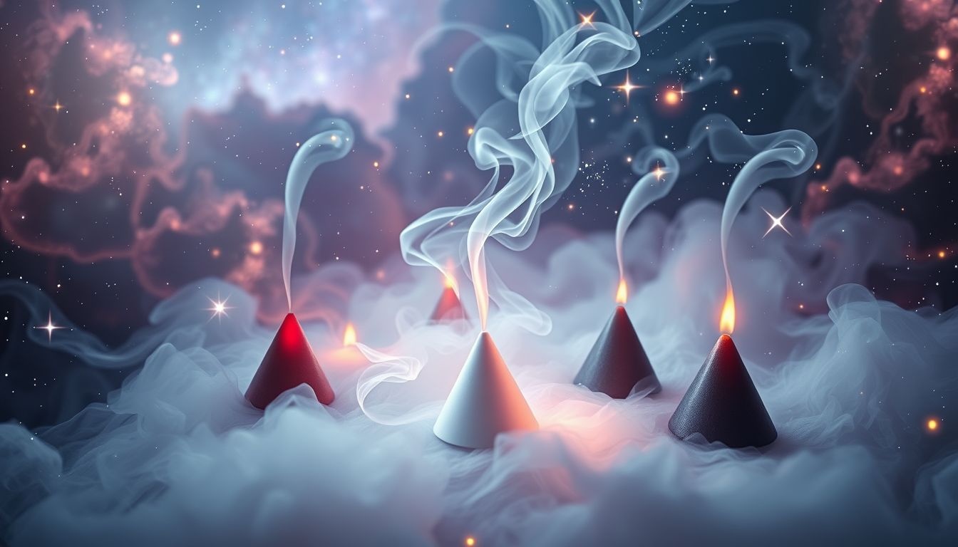 Le cône d'encens rouge symbolise la passion et l'énergie.