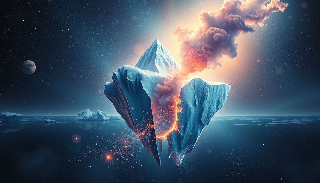 Rêver de détruire un iceberg symbolise libération et guérison intérieure.