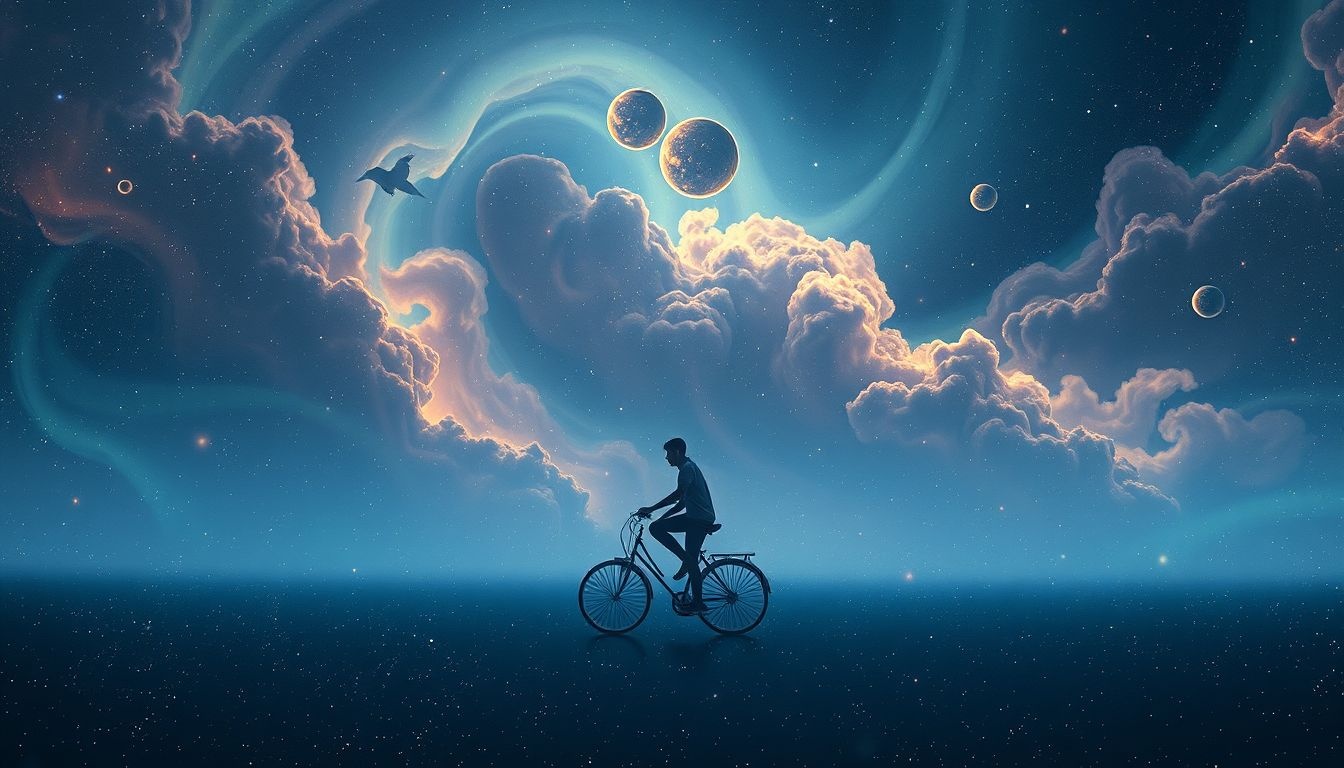 Rouler lentement à vélo en rêve symbolise prudence et introspection.