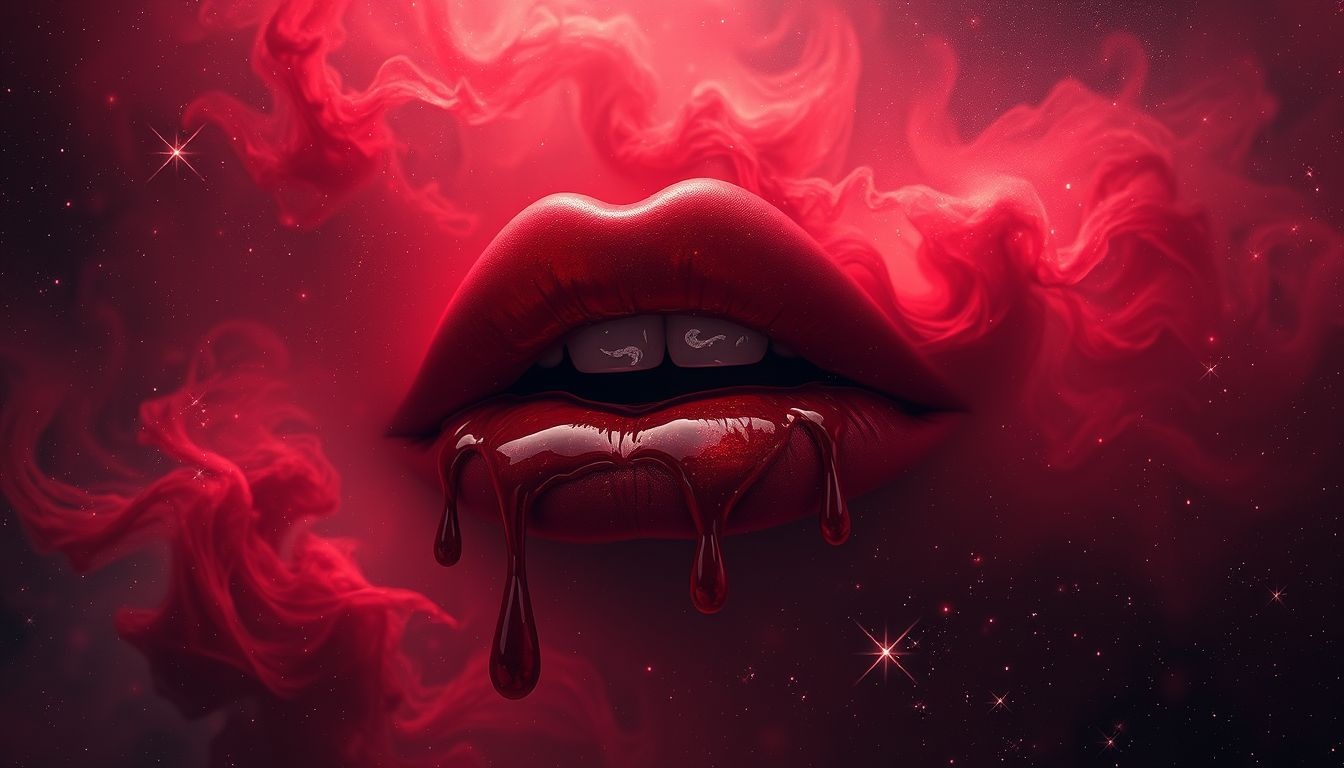 Rêver de rouge à lèvres rouge et de sang symbolise douleur émotionnelle intense.
