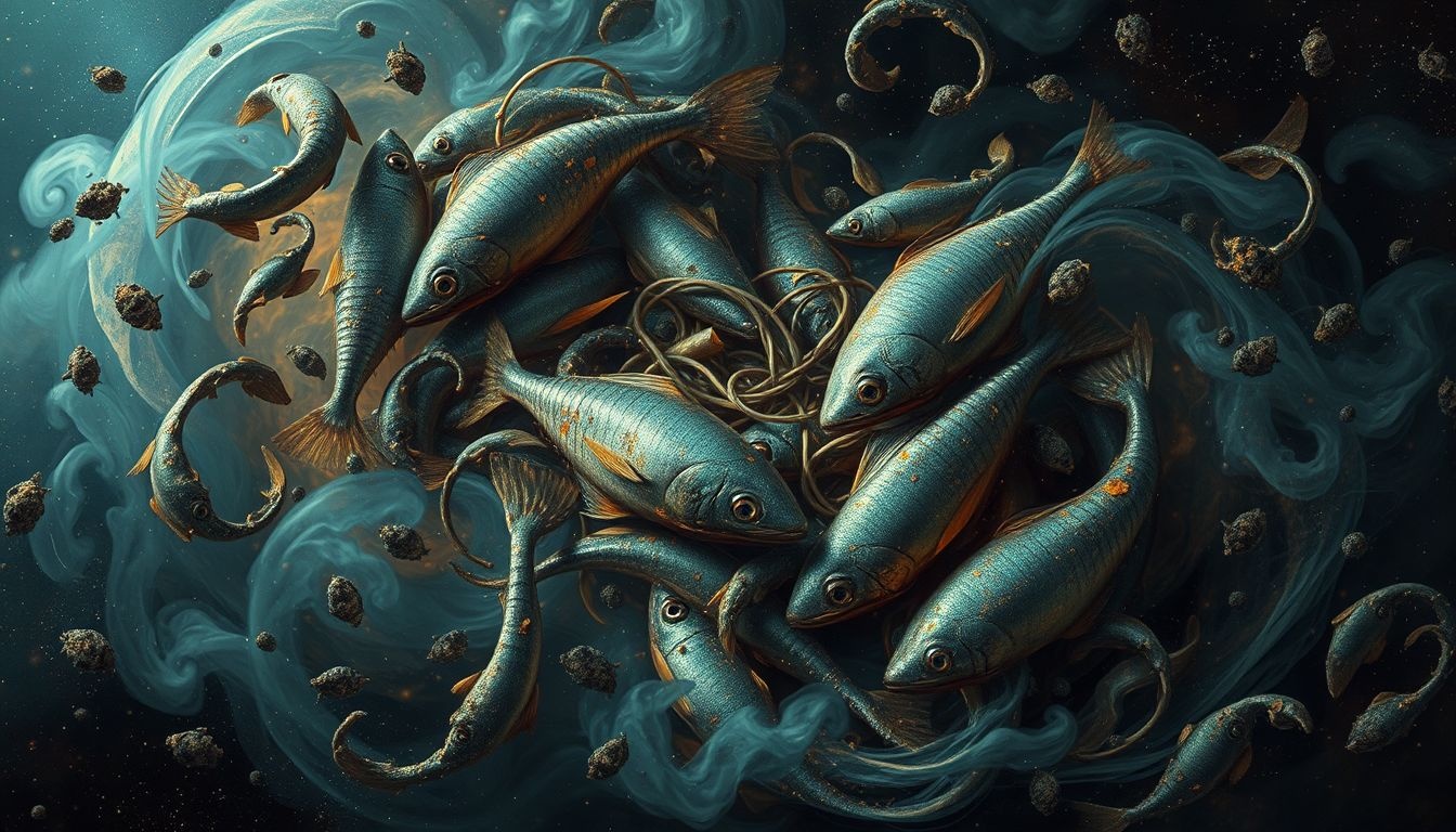 Un marché aux poissons sale symbolise souvent le chaos intérieur.