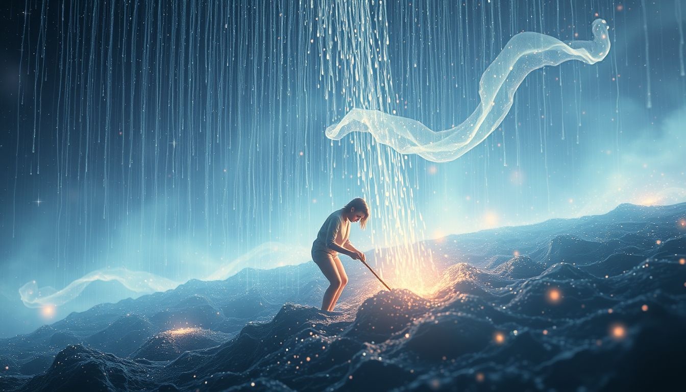 Rêver de biner sous la pluie symbolise purification et renouveau intérieur.