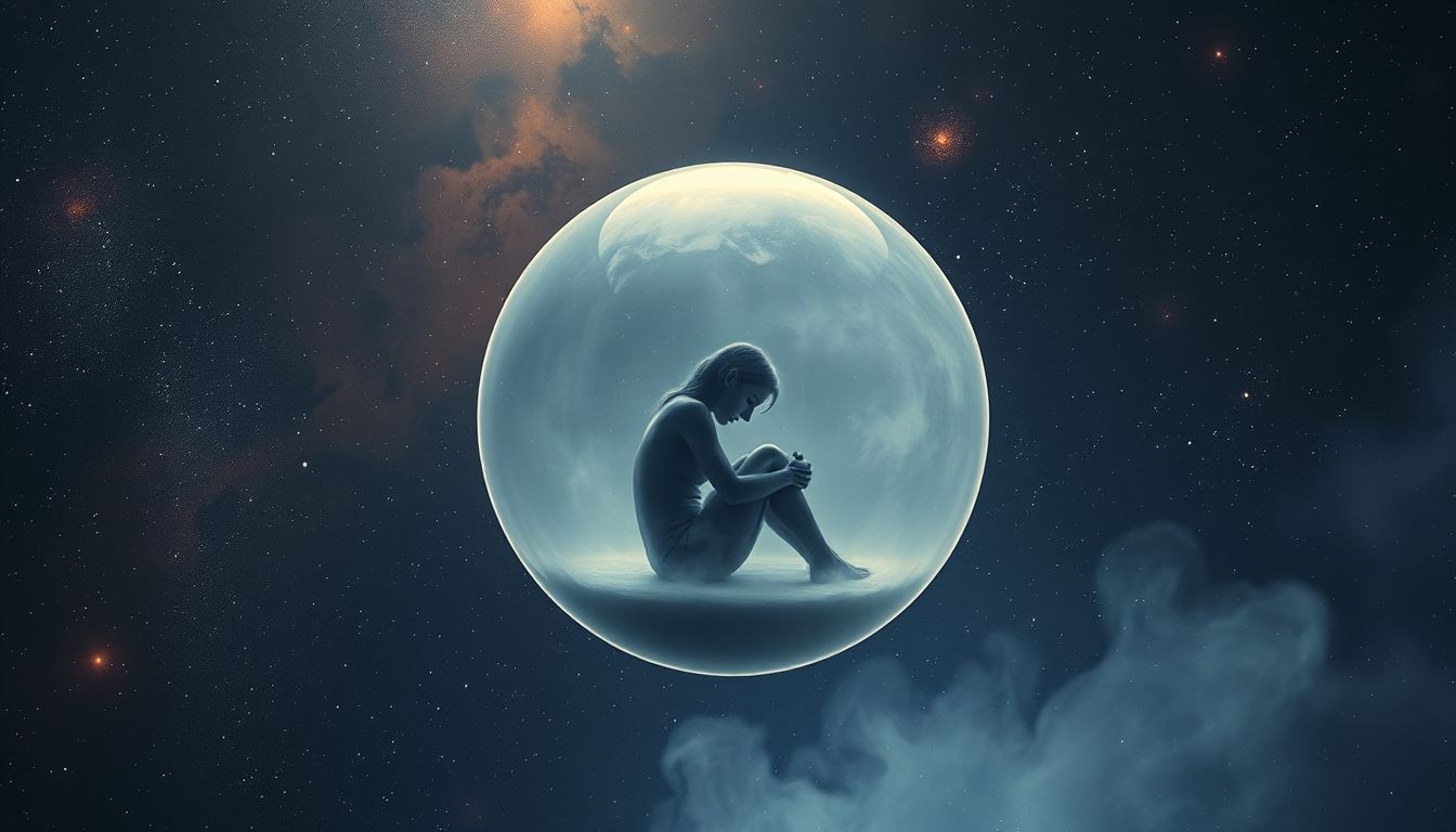 Être enfermé dans une boule symbolise l’isolement et la peur.