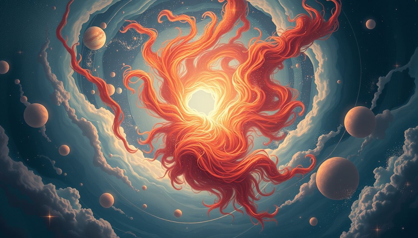 Rêver d'une barbe rouge dans un lieu surréaliste symbolise transformation intérieure.