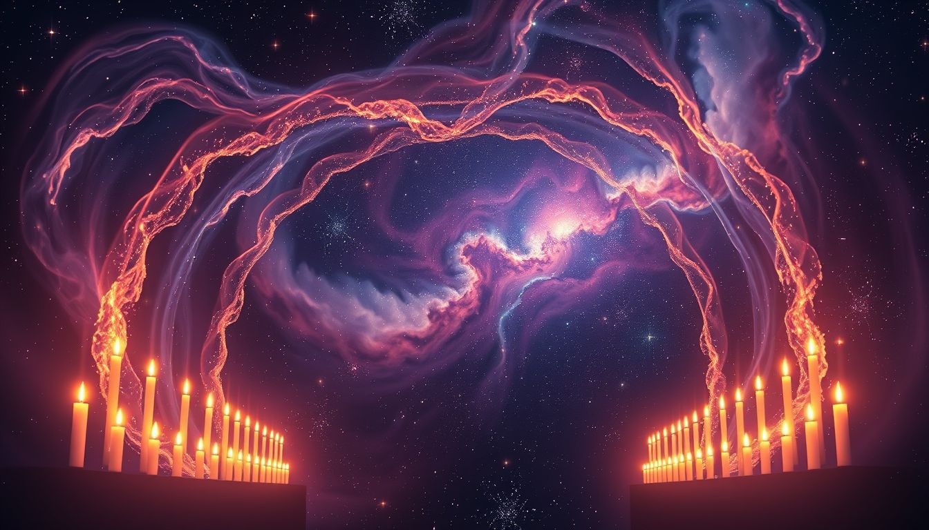 L’arche de bougies infinie symbolise un cycle spirituel éternel.