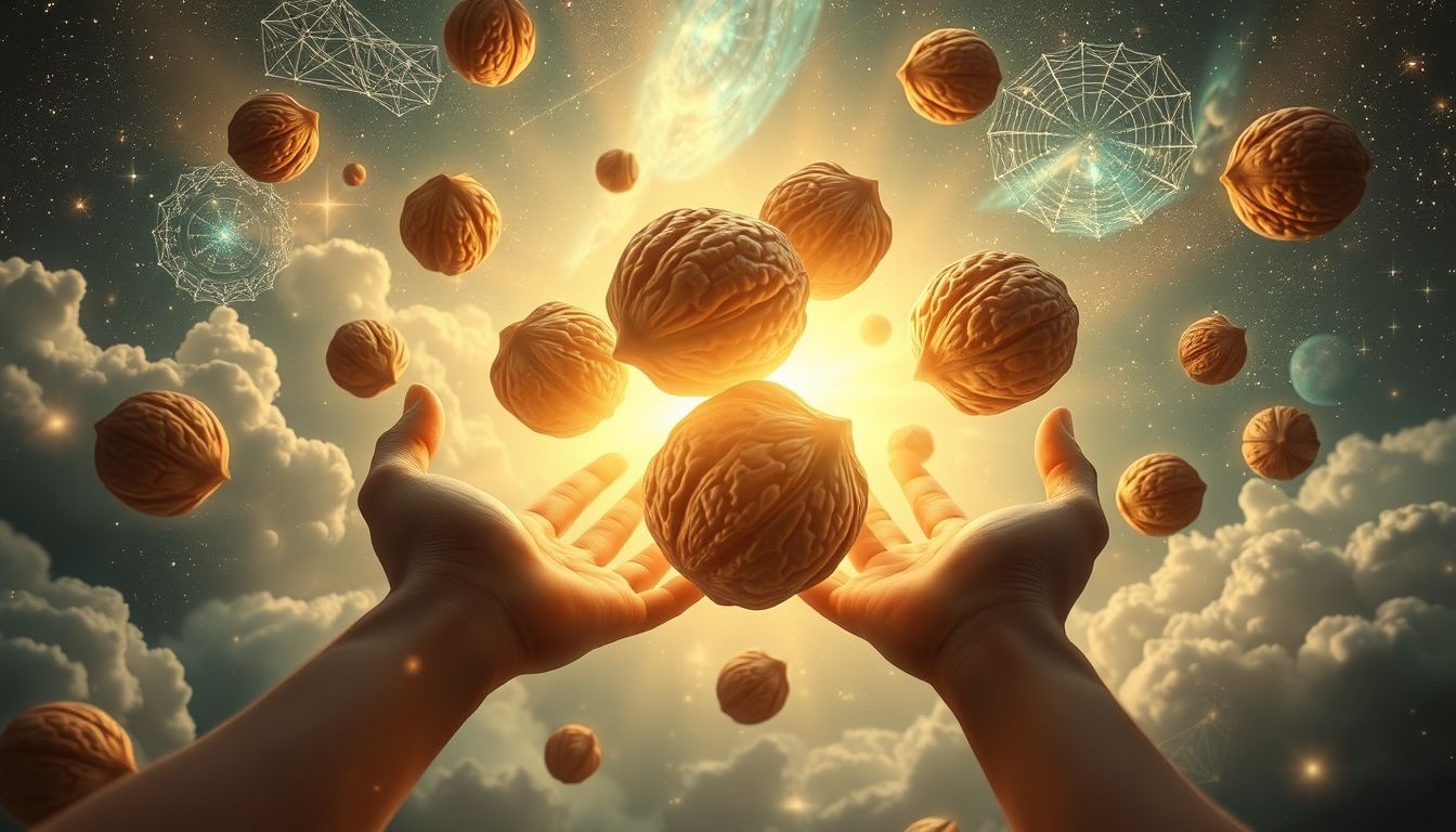 Récolter des noix symbolise réussite et fruits des efforts fournis.