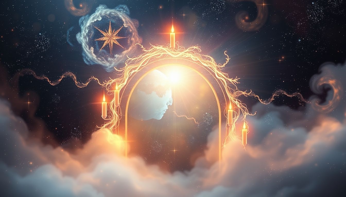 L'arche de bougies symbolise souvent un passage spirituel important.