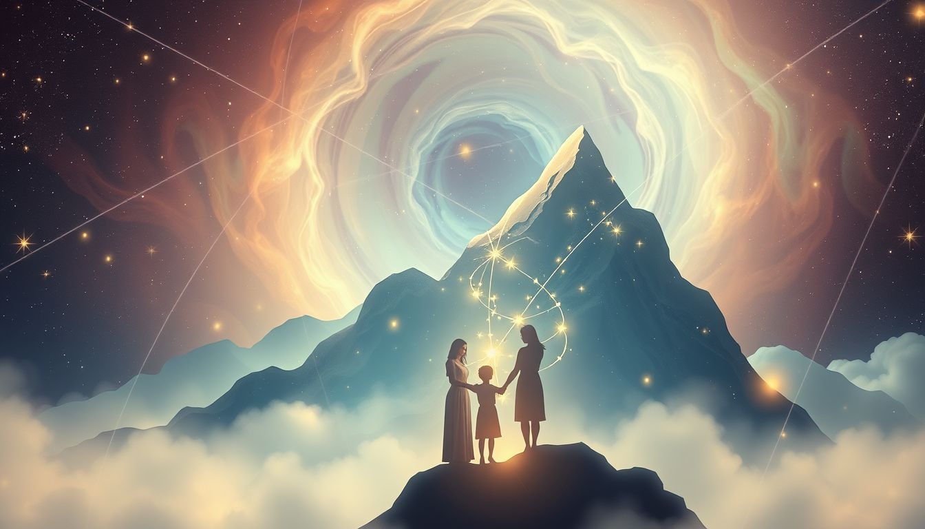 Rêver en montagne symbolise soutien familial et liens renforcés.