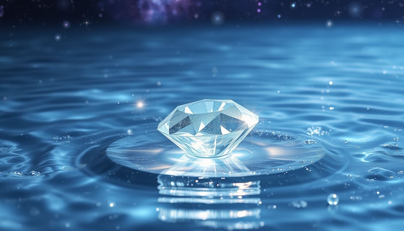 Rêver d'un diamant dans l'eau symbolise la purification émotionnelle profonde.