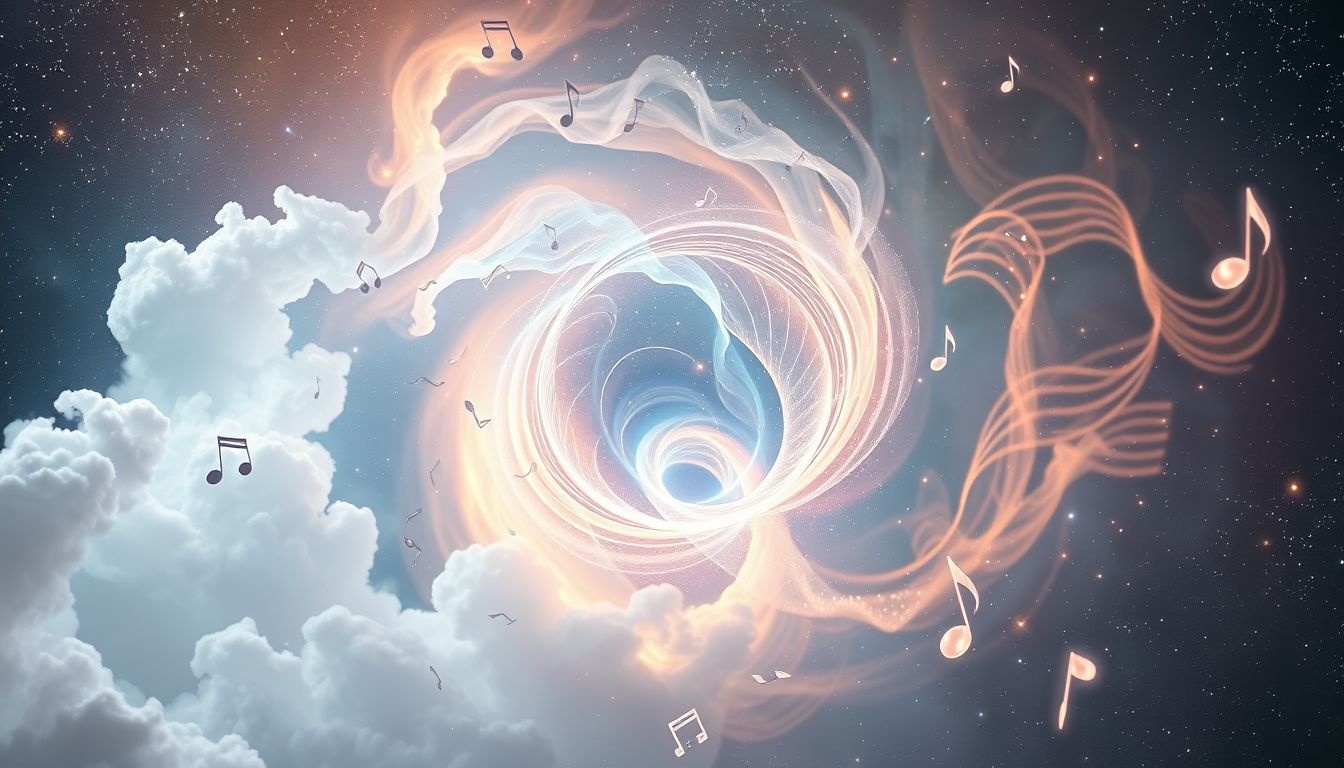 Rêver d’entonnoir et musique symbolise l’harmonie troublée intérieurement.