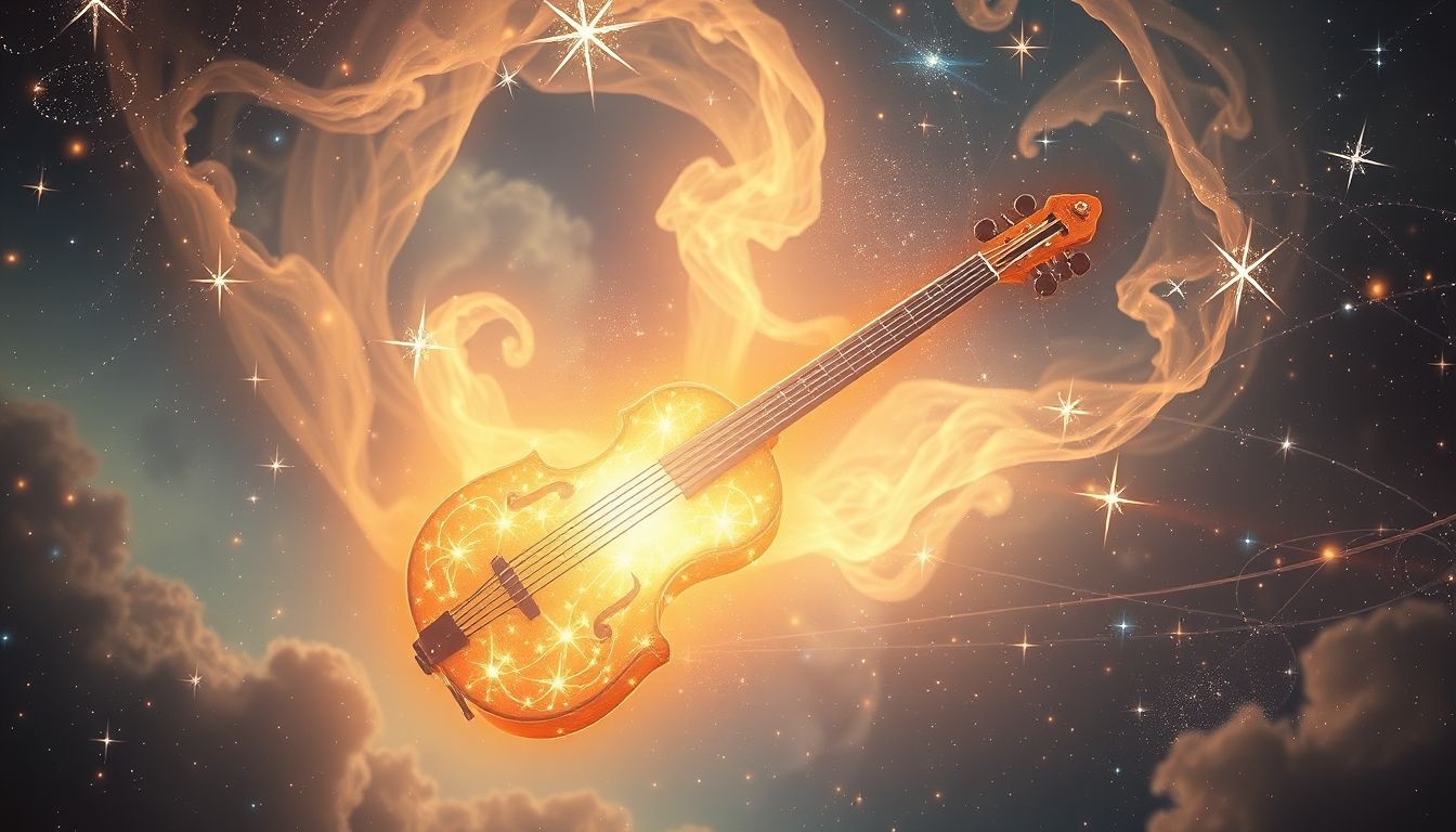 Rêver d’un instrument à cordes brillant symbolise créativité et clarté.