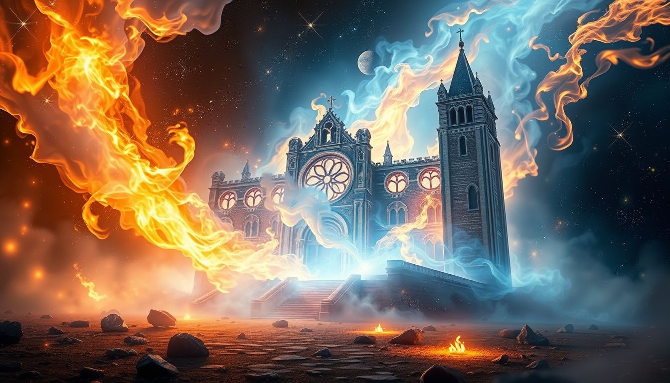 Rêver d'abbaye en feu symbolise purification et renouveau intérieur profond.