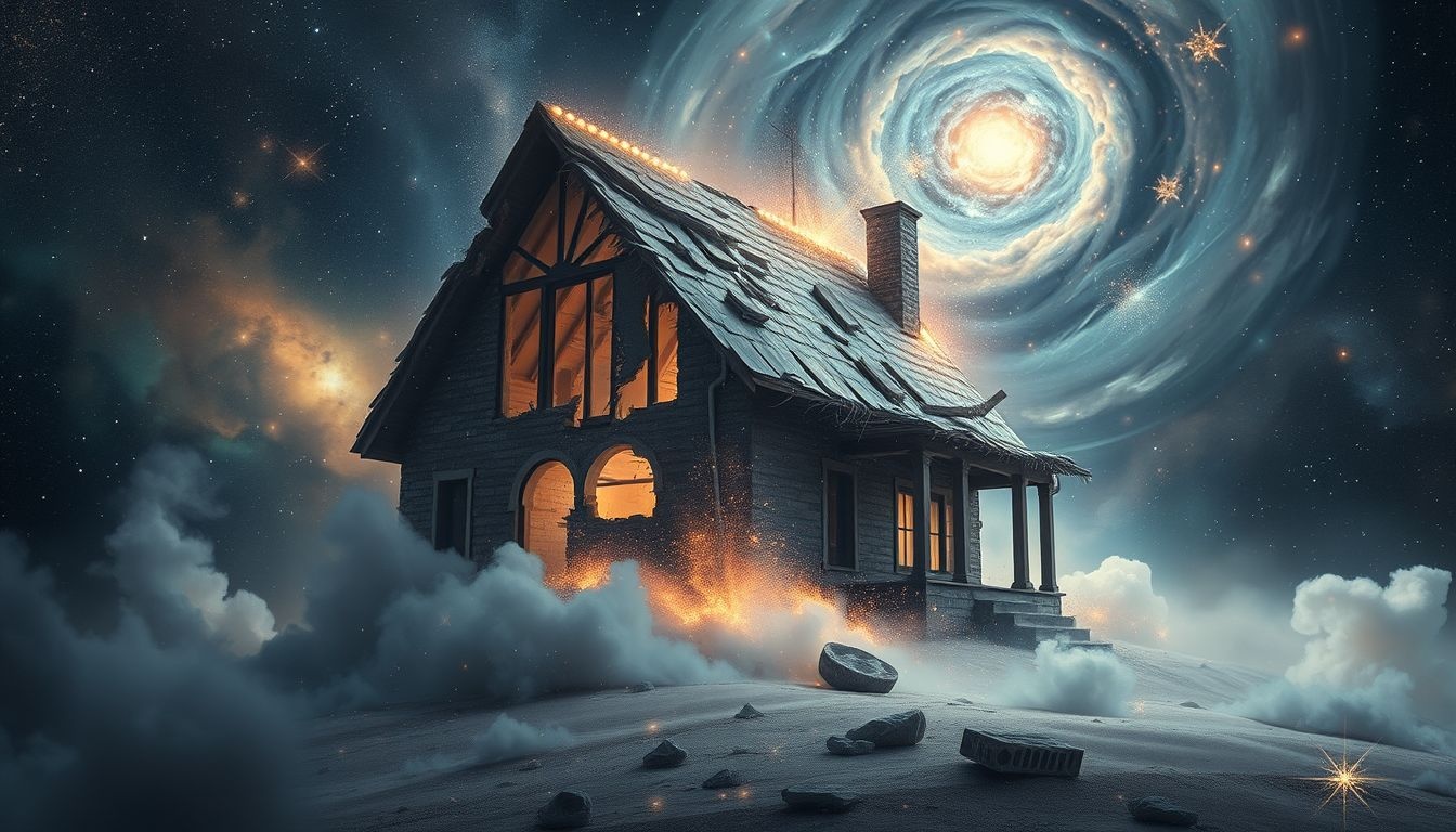 Rêver d'une maison en ruine symbolise souvent une transformation intérieure profonde.