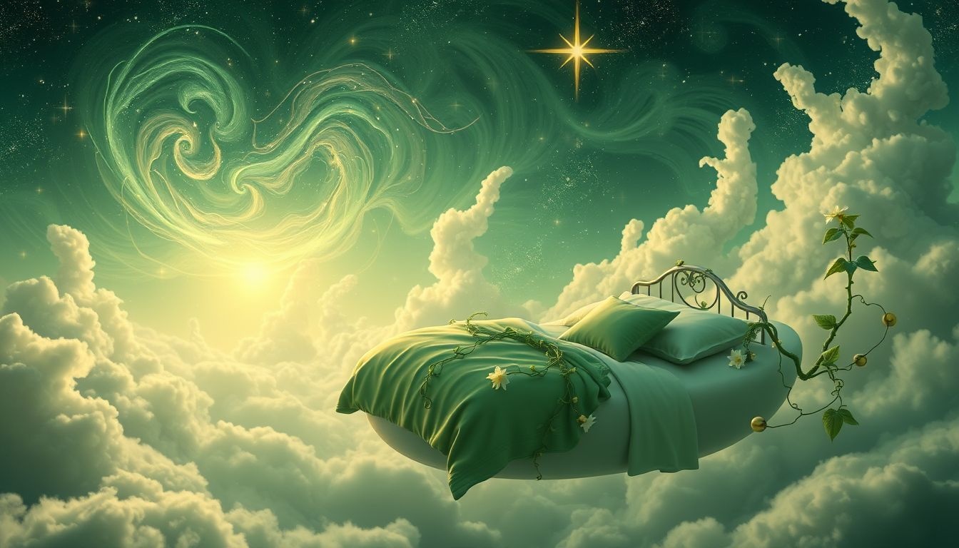 Rêver de literie verte symbolise souvent la guérison et l’abondance.