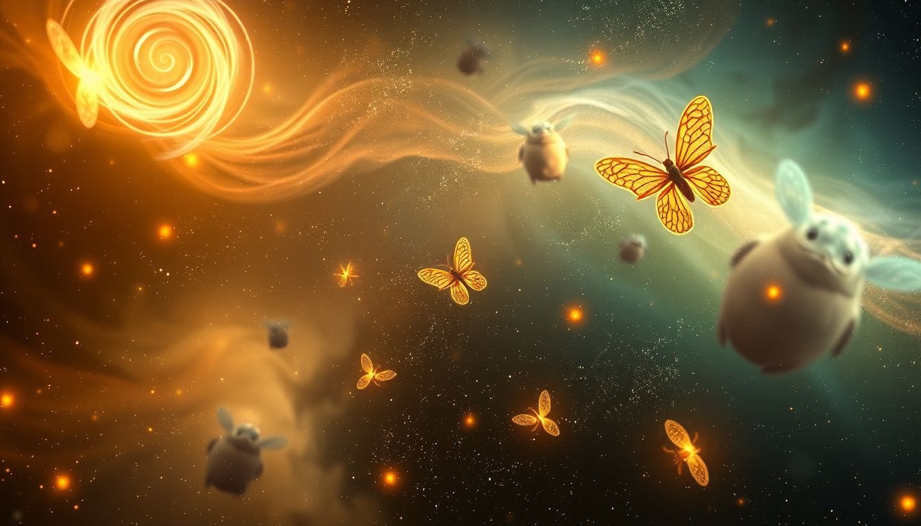 Les vers luisants symbolisent l'espoir dans l'obscurité onirique.