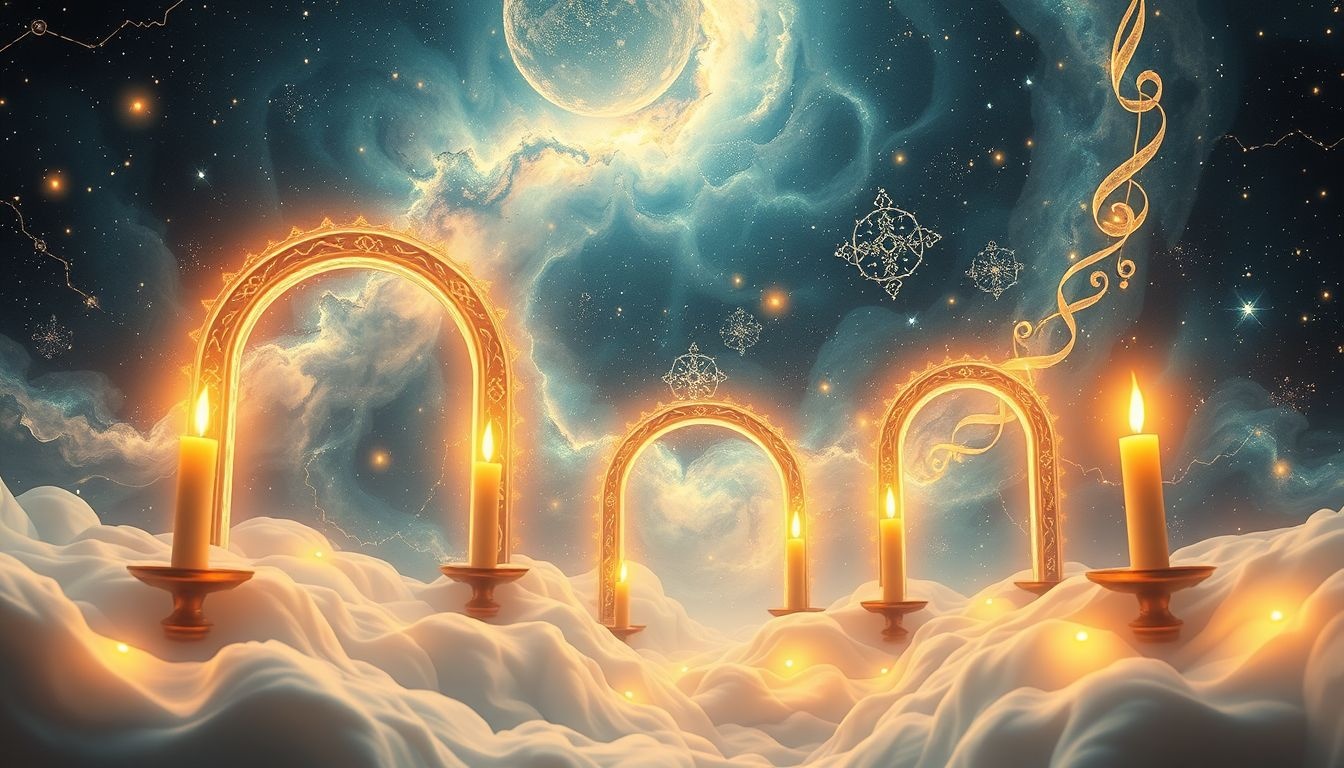 Dans certaines cultures, l'arche de bougies symbolise la protection spirituelle.