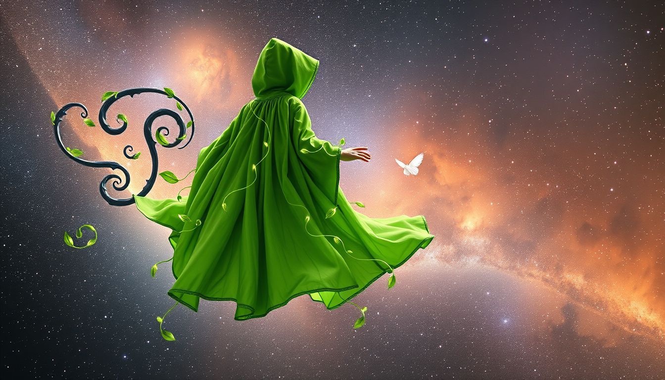 La redingote verte symbolise la renaissance, la guérison et l'espoir.