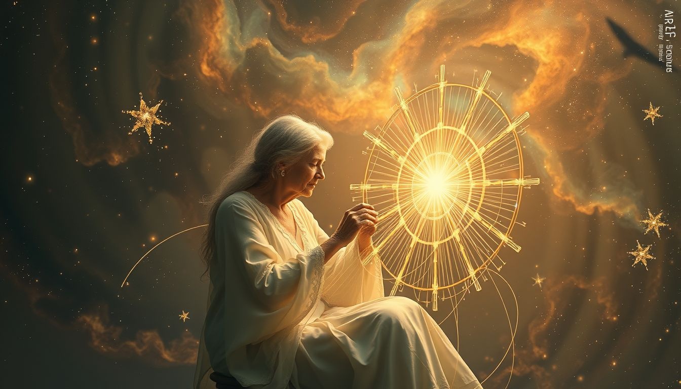 La fileuse symbolise la création et la sagesse intemporelle féminine.