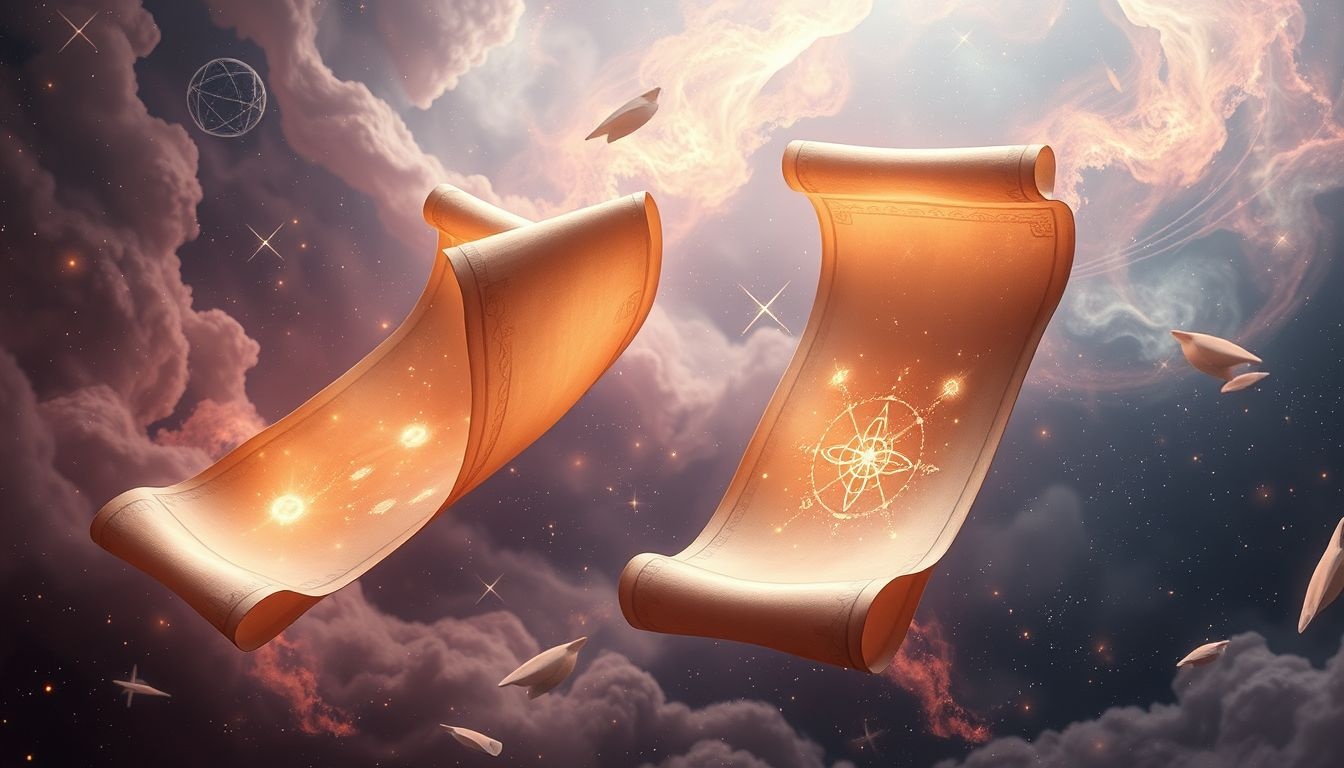 Les rouleaux symbolisent souvent la sagesse cachée et les révélations.