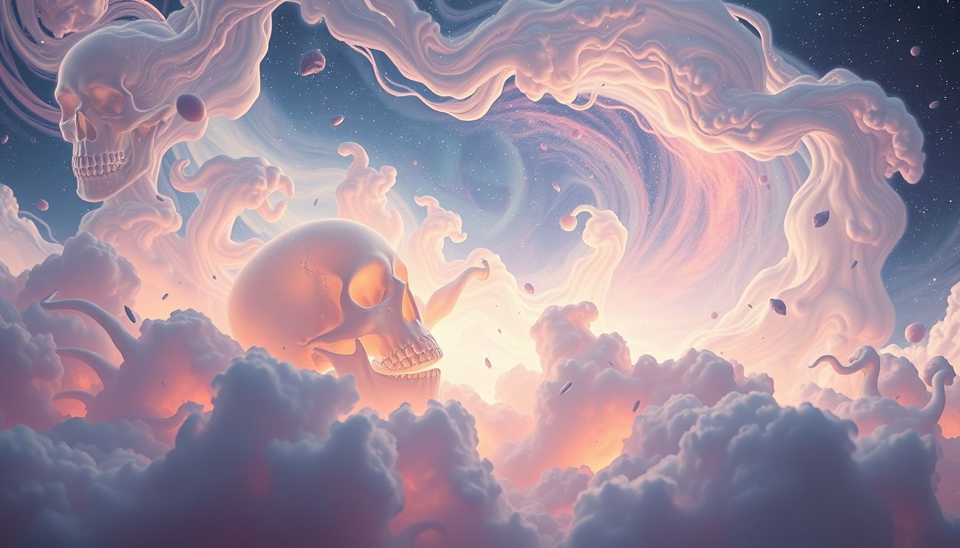 La tête de mort symbolise souvent la transformation et le renouveau intérieur.