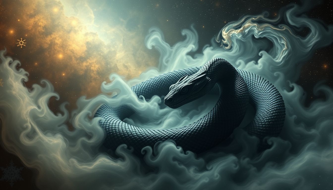 Le basilic noir symbolise le pouvoir occulte et les mystères enfouis.