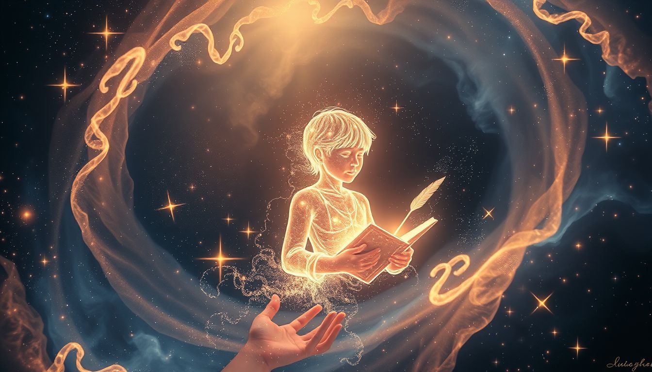 Le fils écrivain symbolise l’expression créative et l’imagination débordante.