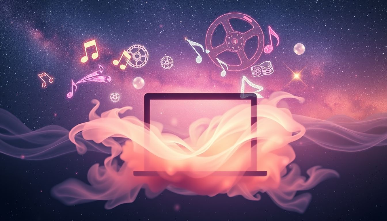 L'ordinateur portable incarne l'évasion numérique et la créativité ludique.