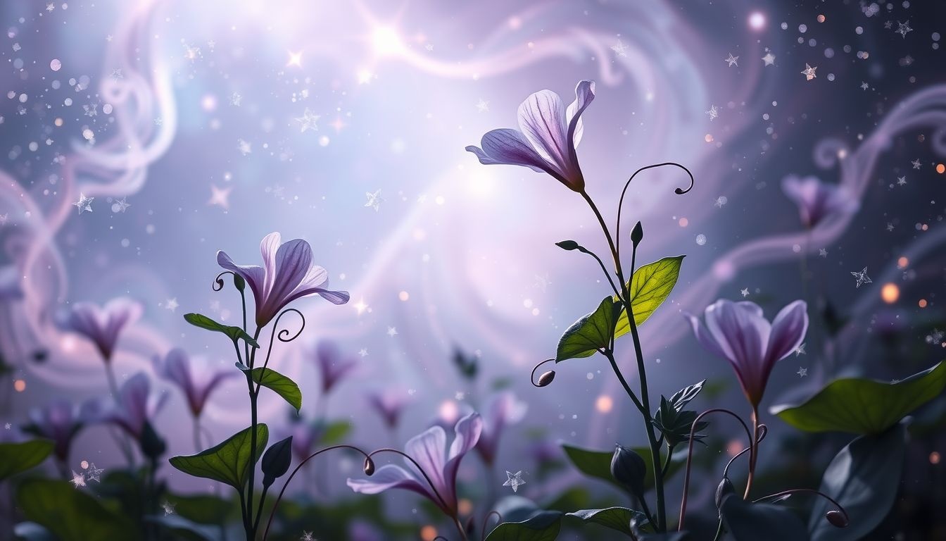 Le liseron violet symbolise l'intuition profonde et la transformation intérieure.