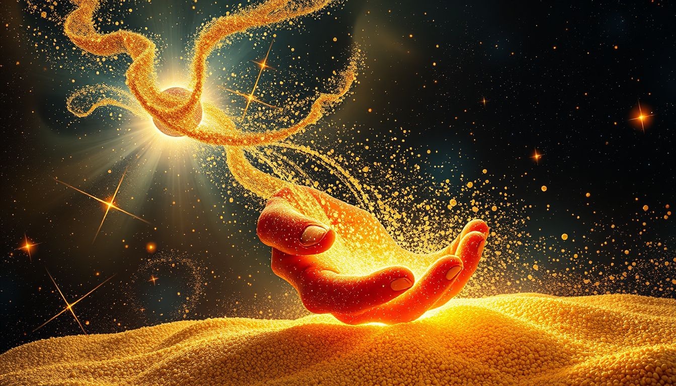 Moudre symbolise l'effort menant à l'abondance et la récolte.