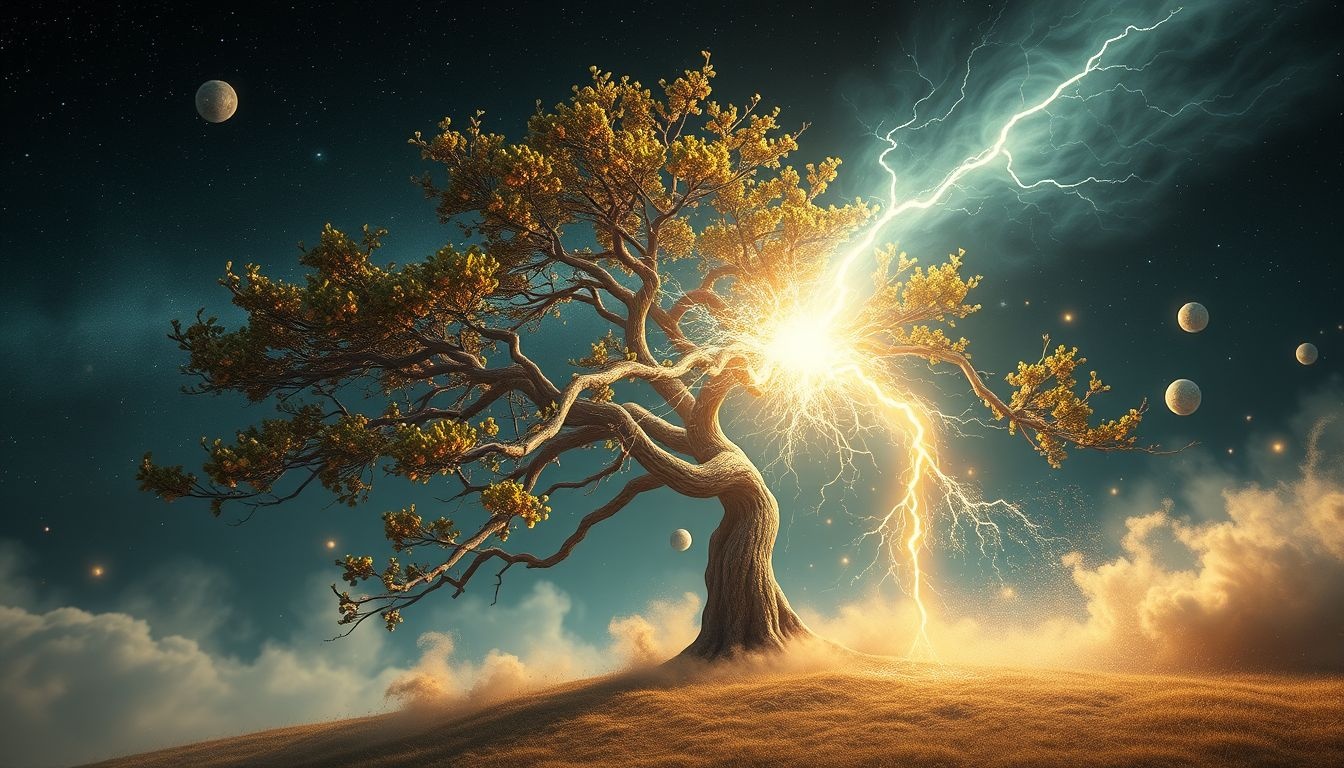 Le noisetier frappé symbolise une transformation profonde et soudaine.