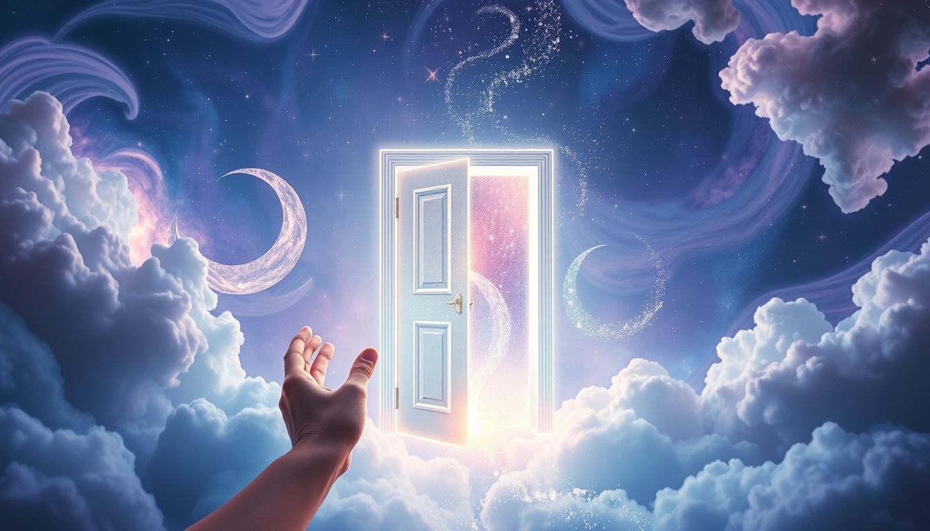Pousser une porte symbolise franchir des seuils vers l’inconnu.