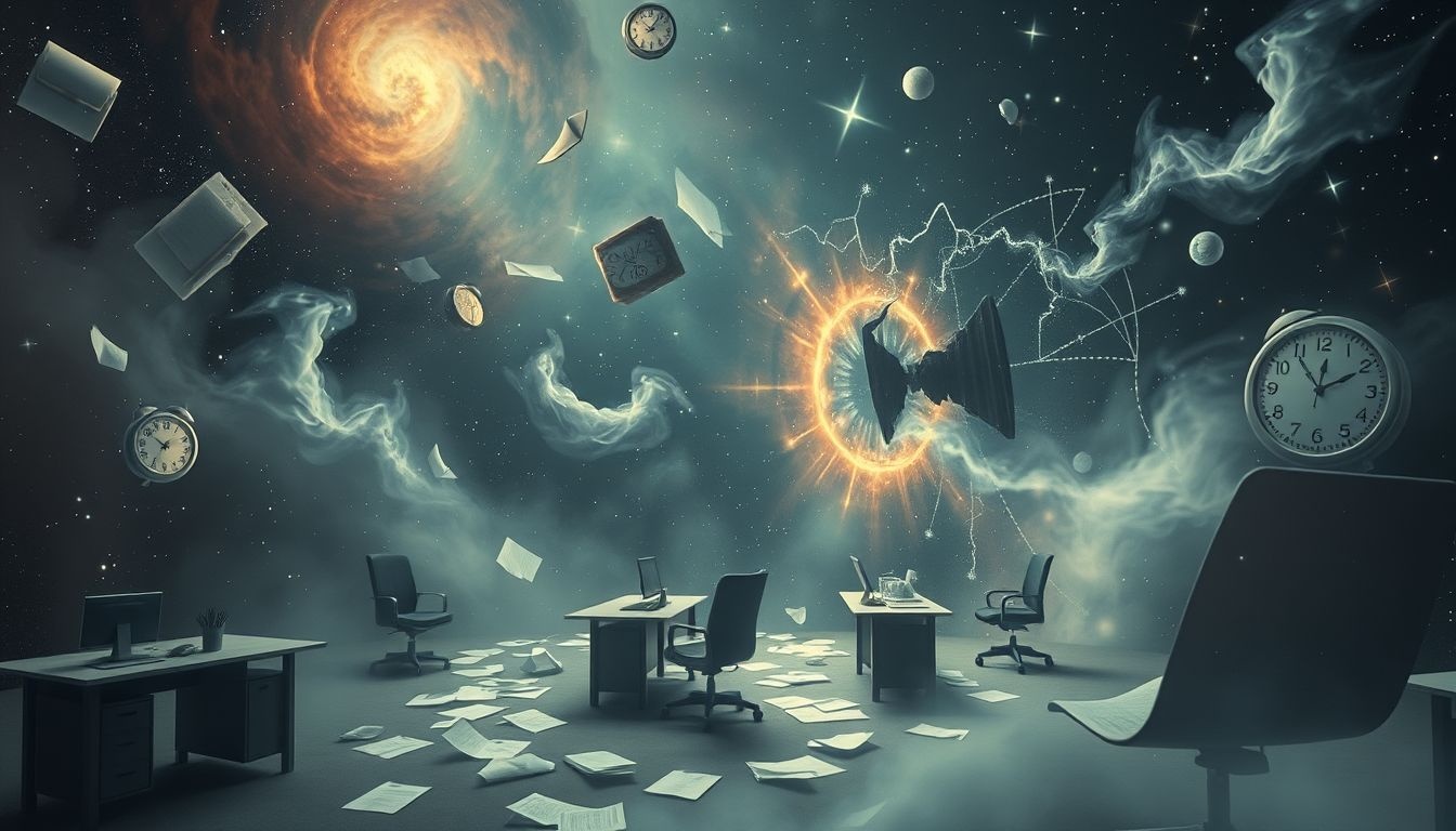 Rêver d’un bureau enfermé symbolise l’ennui et la stagnation créative.