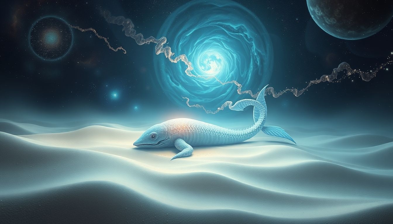 Rêver d’un animal marin inconnu symbolise l’exploration intérieure profonde.