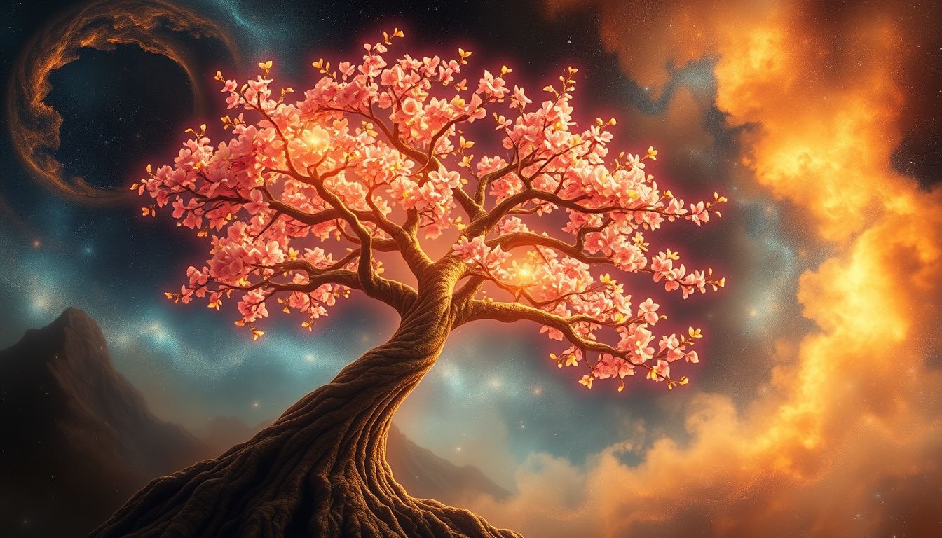 Rêver d’un arbre de vie en été symbolise vitalité et épanouissement.