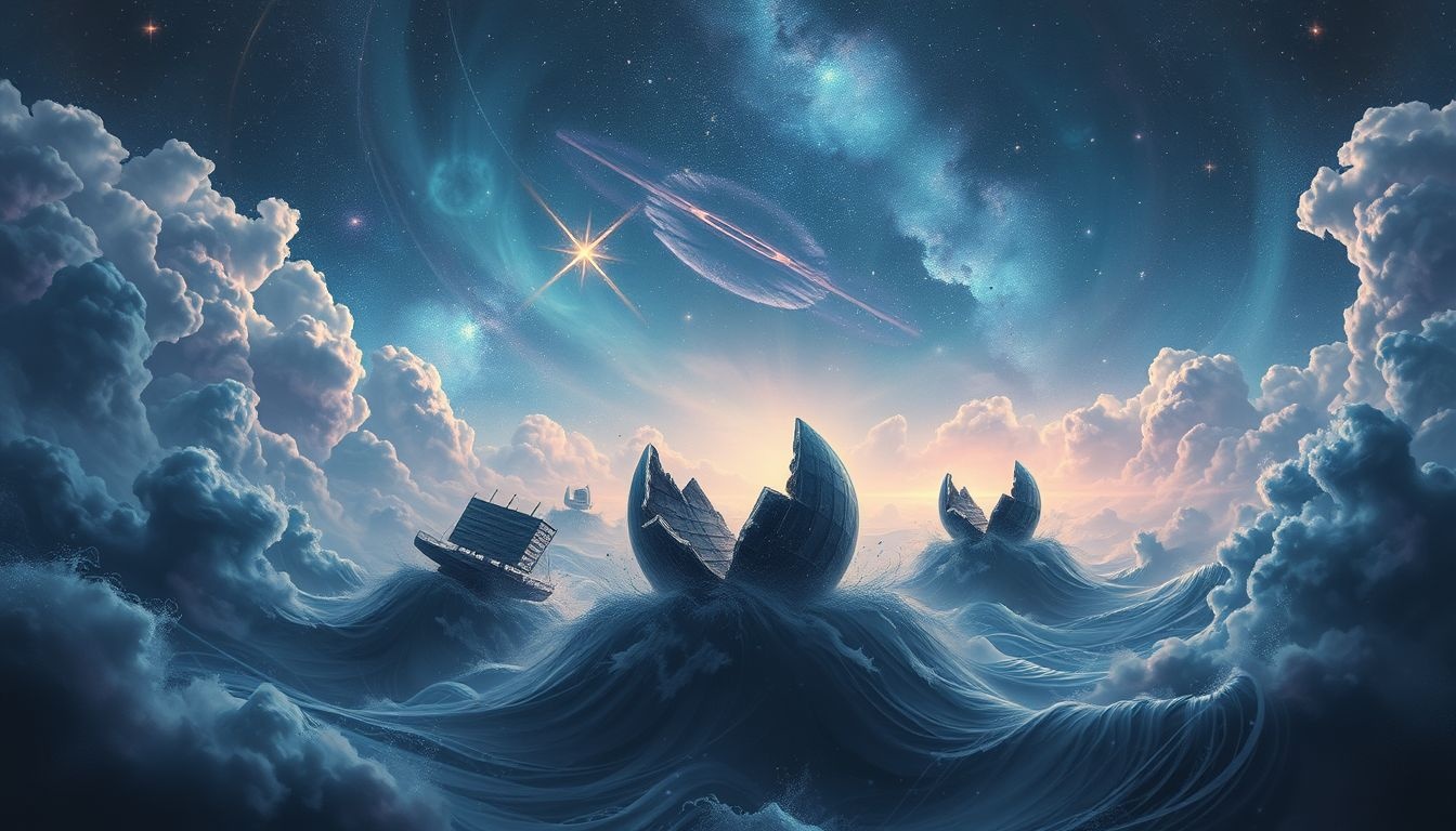 Rêver d’échouage en tempête symbolise lutte intérieure intense.