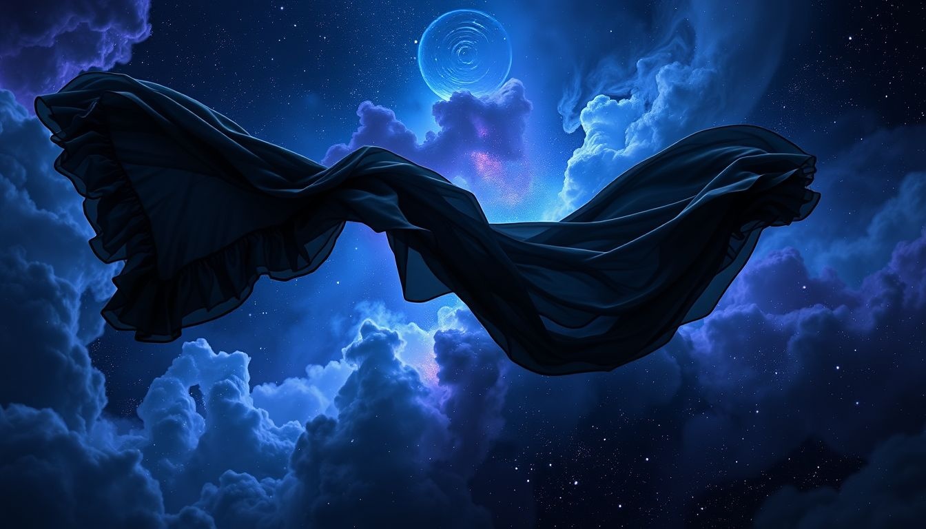 Le falbala noir symbolise l'élégance mystérieuse et l'inconscient.