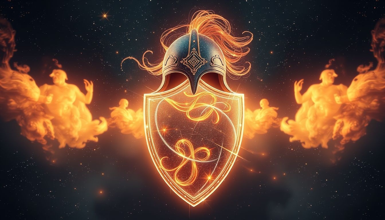 Le heaume symbolise la vaillance face aux défis du rêveur.