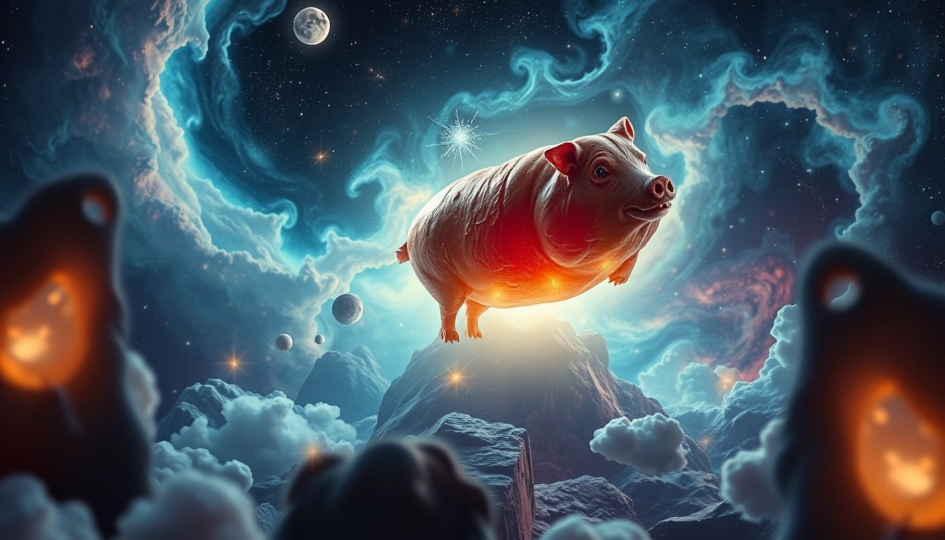 Rêver d'un rôti de porc en lieu insolite symbolise surprises inattendues.