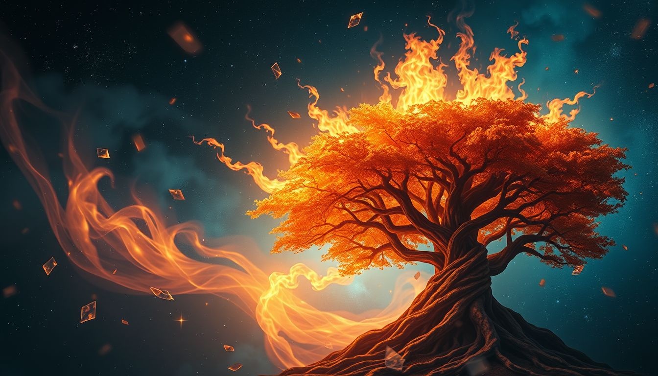 Rêver d'un sommet d'arbre en feu symbolise colère explosive et destruction.