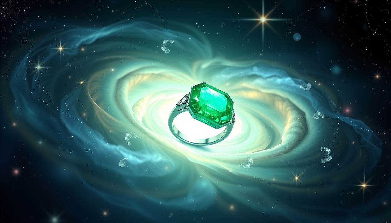 Rêver d’une bague émeraude symbolise la richesse intérieure et l’espoir.