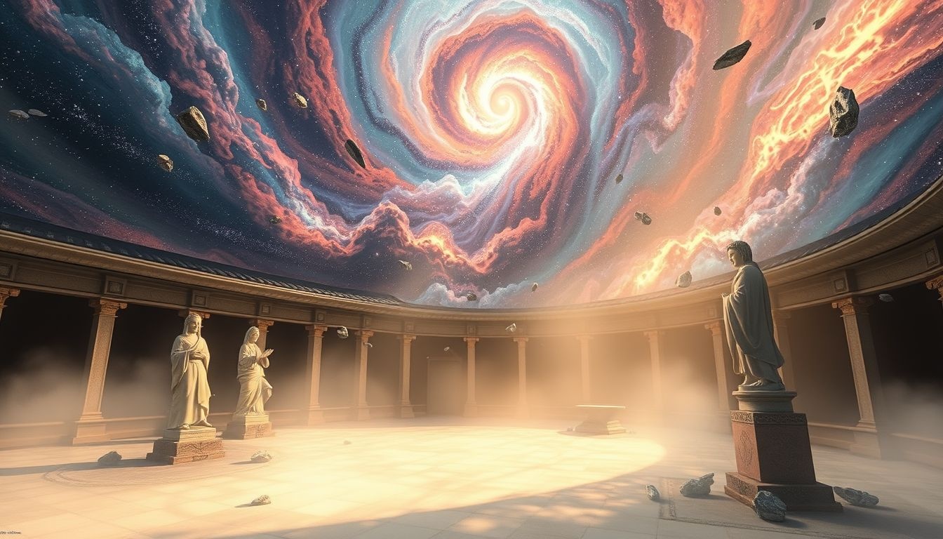 Rêver d'une cour avec statues symbolise héritage culturel et sagesse.