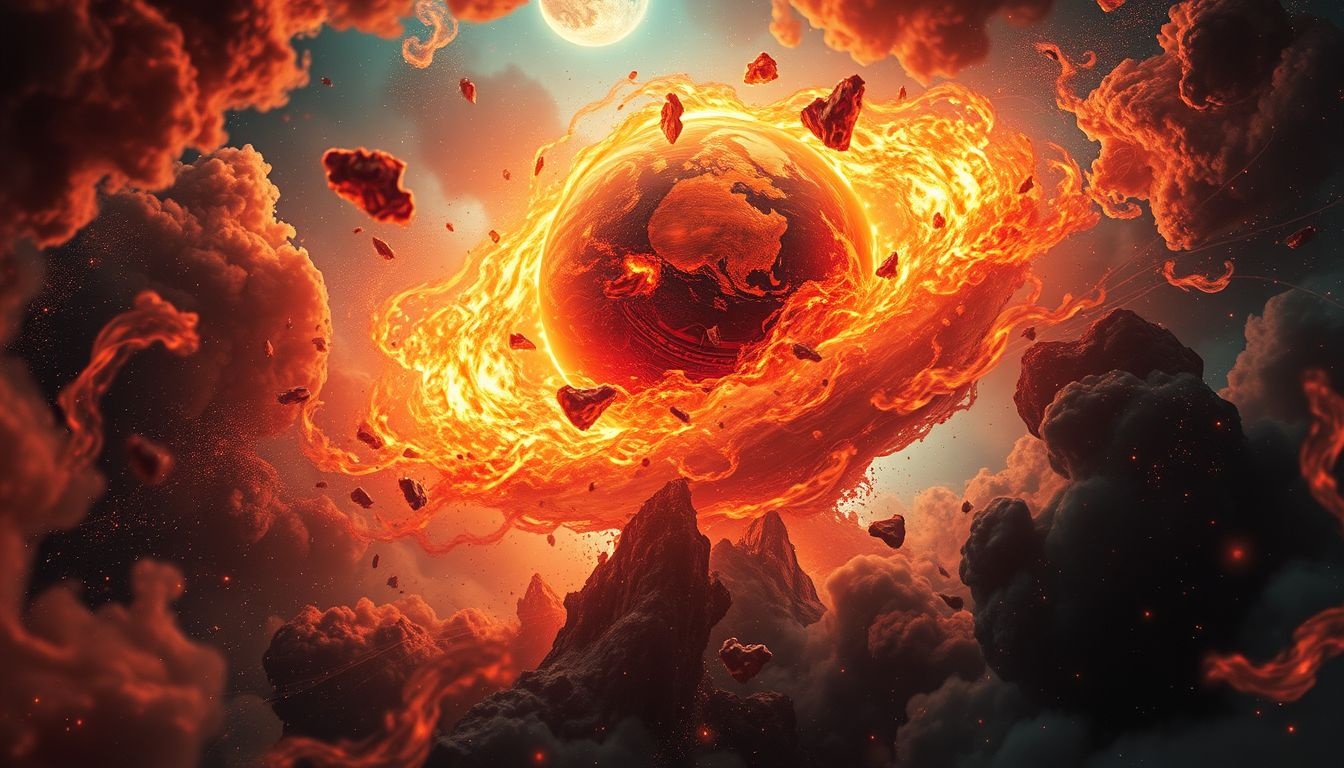 Rêver d'une planète en feu symbolise colère et métamorphose profonde.