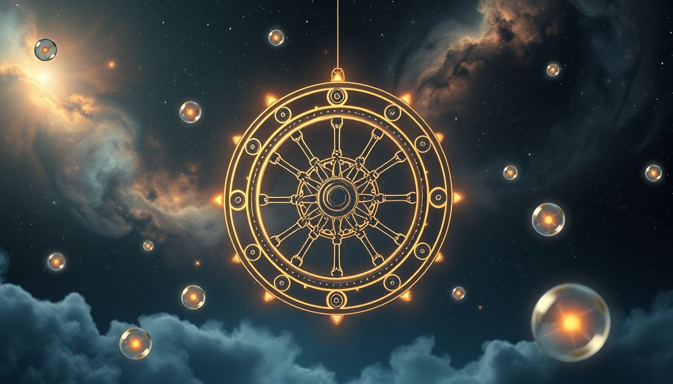 La roue de moulin symbolise le temps qui coule sans arrêt.