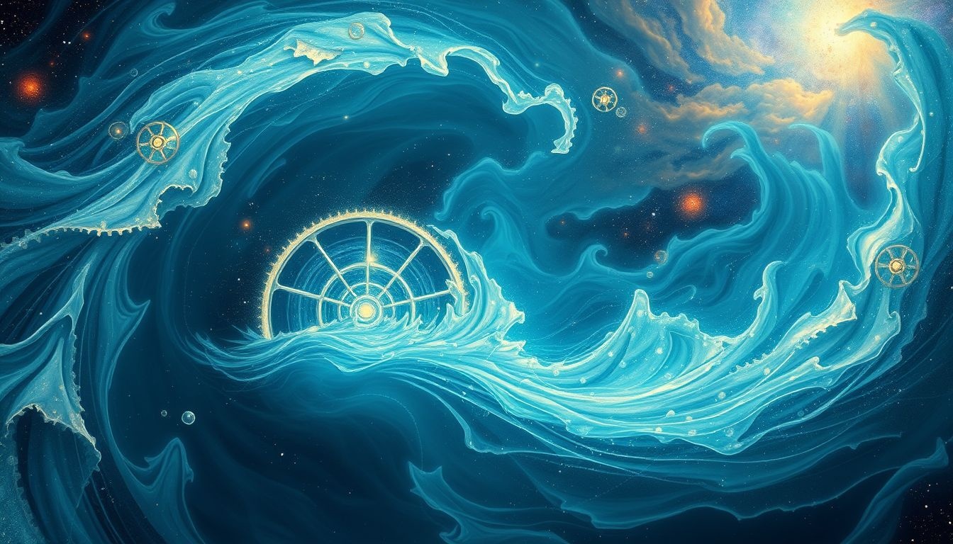 Une roue de moulin inondée symbolise des émotions incontrôlables envahissantes.