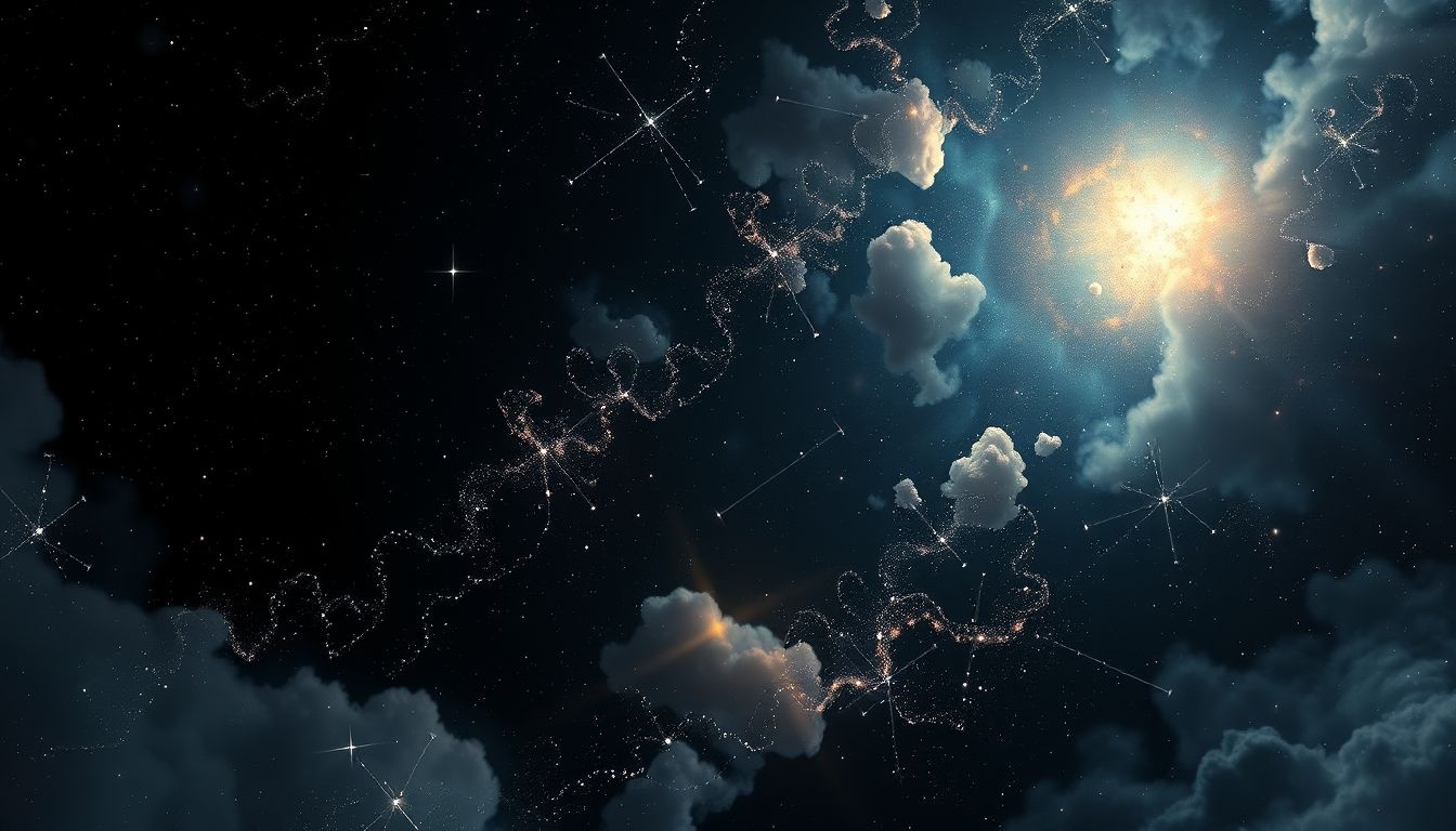 La couleur noire de l'espace symbolise un inconscient infini et mystérieux.