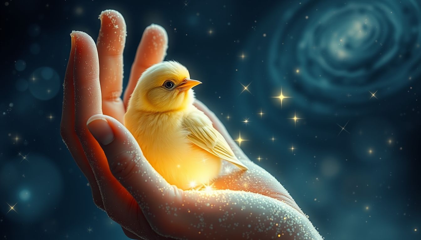 Nourrir un serin en rêve symbolise soin de joie intérieure.