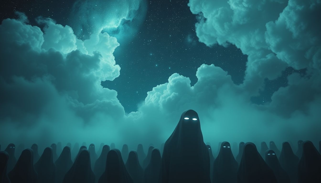 Le masque symbolise la quête d'anonymat durant le chaos commercial.